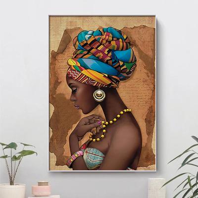 China Waterproof African Black Poster Picture Canvas Painting Modern Home African Woman Wall Art Cuadros Decoration Living Room for sale