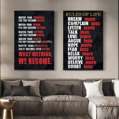 China Rules Of Quotes Waterproof Modern English Inspirational Canvas Painting Abstract On Frame Large Motivational Wall Art Life Quotes Canvas Print for sale