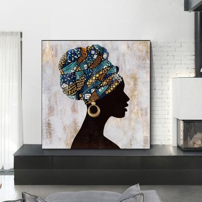 China Waterproof Home Decor Pictures Black African Woman Canvas Figure Painting Print African Abstract Woman Wall Art Poster Frame Decorative for sale