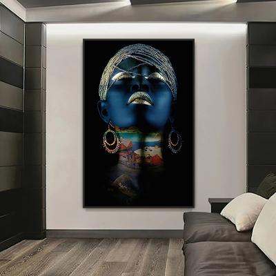 China Living Room Decoration Color Woman Abstract Waterproof Posters Prints Modern African Pictures Canvas Wall Art for sale