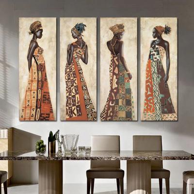 China Waterproof Home Decor Vintage African Tribe Woman Painting Retro African Woman Portrait Wall Art Canvas Posters And Prints for sale