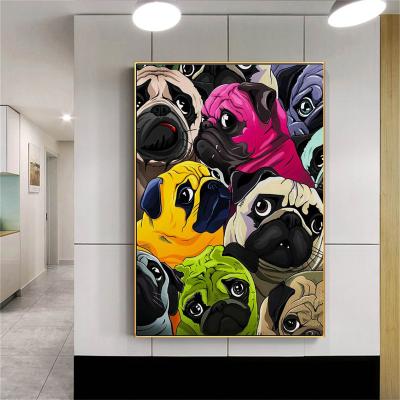 China Waterproof Home Decor Cute Cuadros Pugs Graffiti Animals Prints Decorative Dogs Pop Art Canvas Wholesale Print for sale