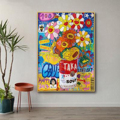 China Waterproof Home Decor Love Art Smile Flowers Soup Can Posters Prints Cartoon Picture Canvas Painting Wall Happy Pop Art On Canvas for sale