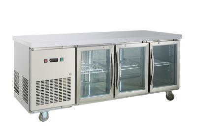 China 350L Three Glass Door Back Bar Compact Refrigerator Freezer With Ventilated Cooling for sale