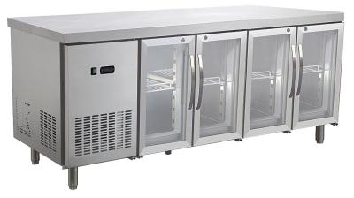 China 473L Four Glass Door Back Bar Refrigerator Stainless Steel , 2245 x700x850 for sale