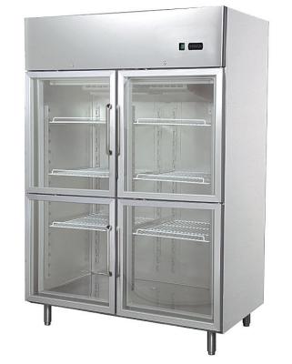 China Refrigerador de cuatro puertas de cristal industrial 1200L con el consumo bajo, 1400x890x2050 en venta