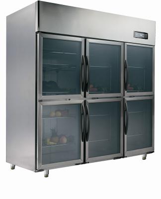 China Energy Savings 1500L Commercial Grade Refrigerators With Six Glass Doors for sale