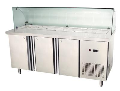 China Congelador de refrigerador de Undercounter de tres puertas con la cacerola/la cubierta de cristal, 350L de GN en venta