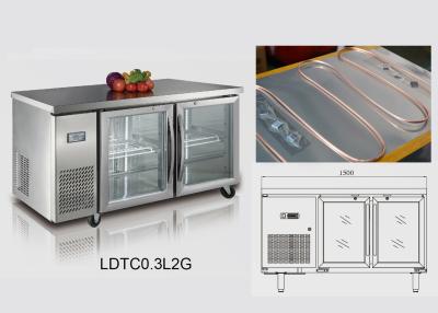 China _ 1500x800x800 Restaurant Under Counter Fridge 346L With Two Glass Door zu verkaufen