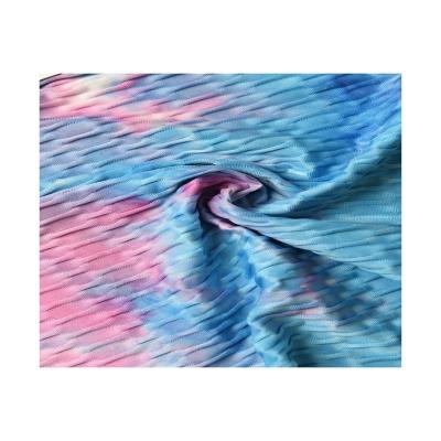 China Double Faced High Quality Polyester 90% Spandex 10% Cheap Weave Dty Tie Dye Fabric For Uniform / Pants for sale