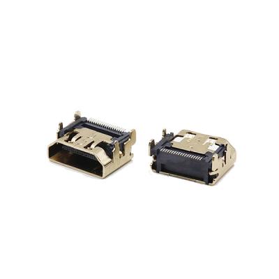 China Tipo del perno de los conectores de cable de UL94V-0 HDMI 19 un tipo SGS de SMT del conector sin el oído en venta