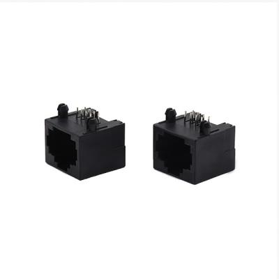 China Black 8 Pin Female Straight RJ45 PCB Connector Jack Network Plug 8p8c for sale