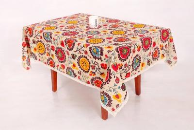 China Sun Flower Pattern Custom Printed Tablecloths With Elegant Lace Trim for sale