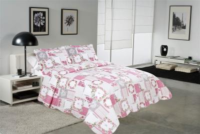 China Weiß und Rosa druckten Steppdecke einstellten 100 Prozent Baumwolle-für Haushalts-Schlafzimmer zu verkaufen