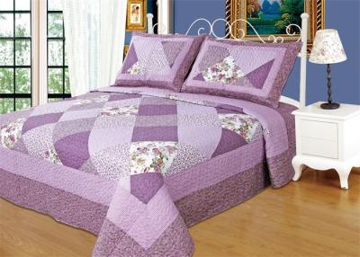 China Irregular Cloud Stitching Quilt Comforter Sets , Purple Checkered Full Size Bedspread for sale