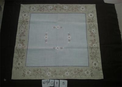 China Poly Viscose Fabric Linen Hemstitch Tablecloth With Embroidery Technics for sale