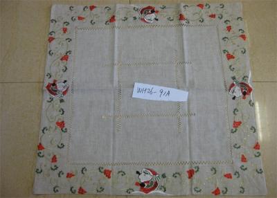 China Flower Patterns Linen Hemstitch Tablecloth 3mm - 5mm Thickness For Household Kitchen for sale