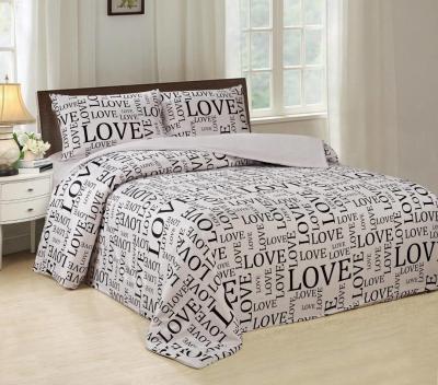 China Silky Bed Sheet 4 Piece Bedding Set Luxurious With English Letters Printed for sale