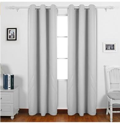 China Plain Grey Custom Window Curtains OEM Acceptable 100% Polyester Material for sale