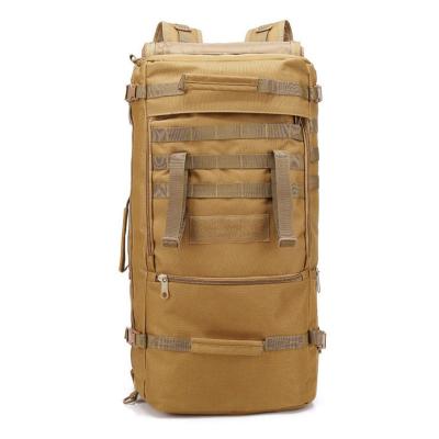 China Waterproof Custom Logo Large Capacity Pure Color Canvas Travel Mountaineering Bag Outdoor Hiking Backpack for sale