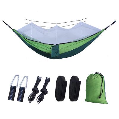 China 2023 Logo Outdoor Portable Parachute Folding Custom Wholesale Adult Hammock Swing Nylon Mesh Hammock With Mosquito Net for sale