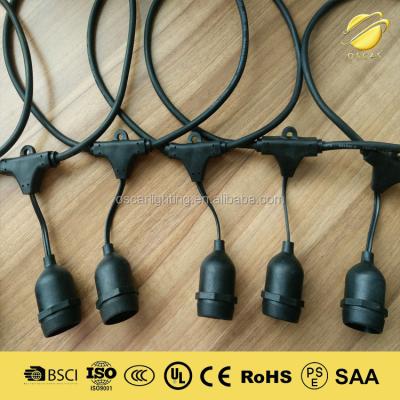 China waterproof lamp holder string bulbs scallop belt lights led e27 10M/10socket for sale