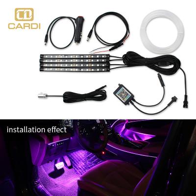 China Car Decorative Light Accessories 12V RGB LED Interior Decorative Fiber Car Led Strips Ambient Light App Decorate Atmosphere Light for sale