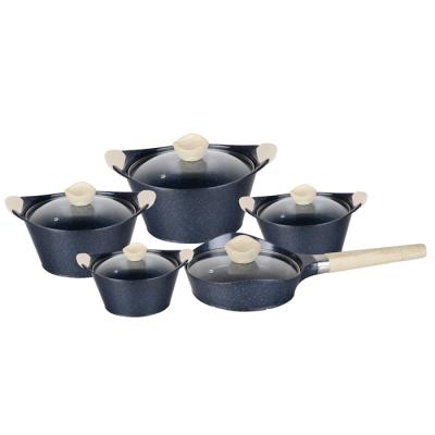 China Sustainable Cooklover wholesale 10 pieces ceramic cast aluminum soup pot fry pan deep fryer kitchenware in cookware sets for sale