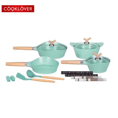 China Sustainable Best Selling Non-Stick Aluminum Die-Casting Cookware Set for sale