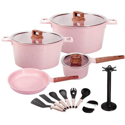 China Durable 16pcs die casting aluminum ceramic coating induction bottom cookware set home kitchen appliance for sale