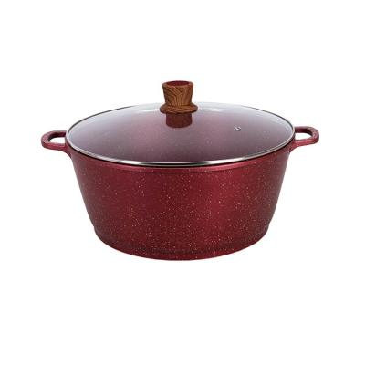 China Sustainable Hot Sale 40cm Die Cast Aluminum Induction Marble Coating Bottom Cooking Pot Cookware Sets for sale