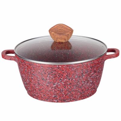 China Aluminum Granite Induction Bottom Soup Pot Viable Die-Cast Nonstick Coating Cookware for sale