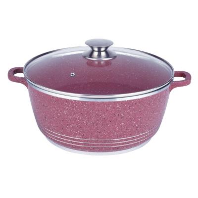 China Sustainable Induction Bottom Soup Pot Durable Die-cast Aluminum Ceramic Marble Non-Stick Cookware for sale