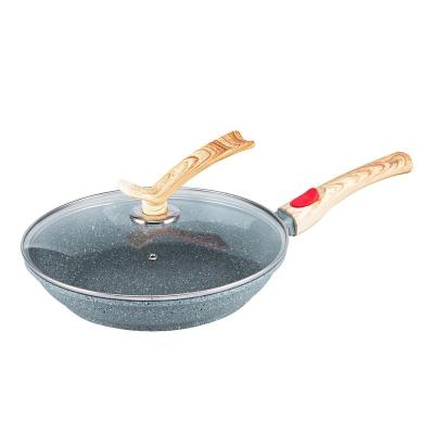 China Hot Selling Sustainable Die Cast Aluminum Marble Nonstick Round With Handle Induction Removable Frying Pan for sale