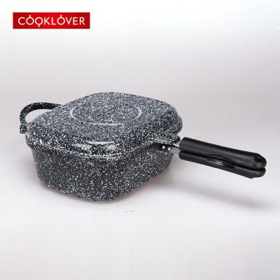 China Sustainable Aluminum Cookware Sets 30cm Non Stick Ceramic Coating Double Frying Pan for sale