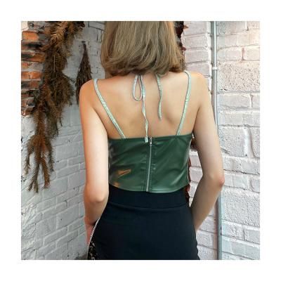 China 2021 Latest Arrival Summer Polyester Solid Shorts Women Breathable Backless Crop Tops Tank Top for sale