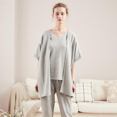 China L102 Breathable Short Sleeve Lounge Set Womens 95% Cotton 5%spandex Women Lounge Wear Singlet Pajamas for sale