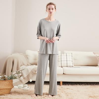 China Breathable L89 Lounge Wear Women's Lounge Wear Set 93%viscose 7%spandex 2 Pieces Mine Ribbed Women's Item Lounge Wear Women for sale