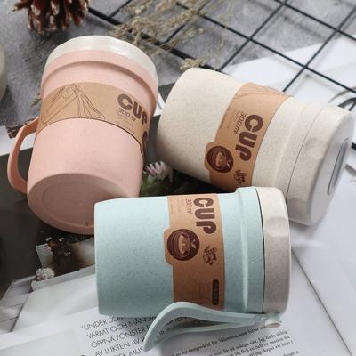 China 300ml Sustainable Wheat Straw Soup Cup with Spoon - Leakproof, Non-Slip, Eco-Friendly for sale