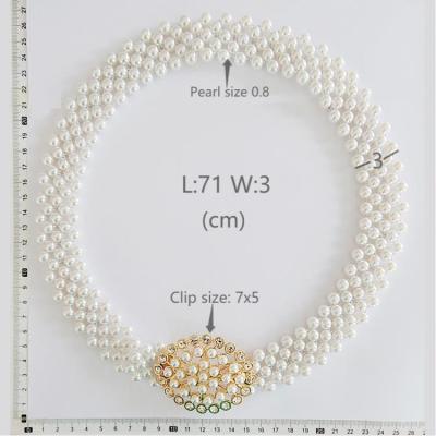 China Hot Free Samples BOHEMIA Belt Crystal Clip Elastic Crystal Ins. Dress Pearl Waist Acrylic Beads Swell Chain Belt Women for sale