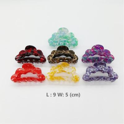 China Marble Texture Acetate Flower Hair Accessories Hollow 95%/Steel5% Korean Acrylic Hair Clips Acrylic Hair Claw Clip For Women for sale