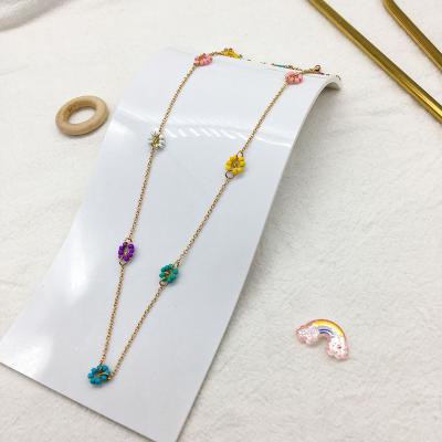 China Cute Colorful Cute Woven Flower Charms By Seed Beads Silver Plated Gold Long Necklace For Women for sale