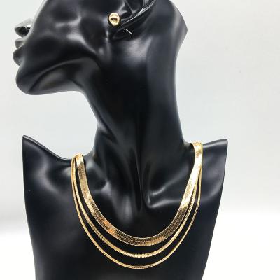 China To Make Girl Beautiful 18K Gold Plated 1mm, 2mm, 6mm Trio Layered Chunky Snake Chain Necklace For Man Woman Custom Chain for sale