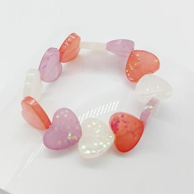 China To Make Girl Beautiful Gift Princess Hot Selling Jewelry Colorful Glitter Heart Shaped Bead Lovely Bracelet For Kid Girls for sale