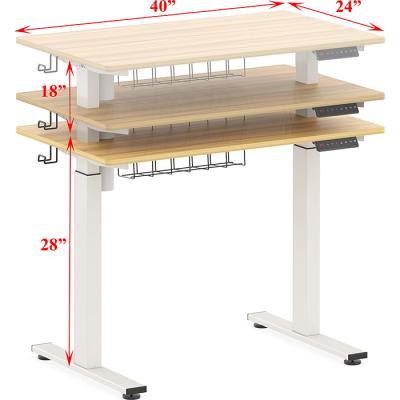 China Wholesale (Height)Adjustable Stand Up Vaka-Smart Wooden Gear Position Adjustable Standing Height Computer Home Electric Desk for sale