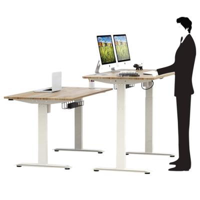 China (Height)Adjustable Industrial Working Smart Electric Table PC Double Motor Height Adjust Wooden Oak Desktop Computer Lifting Desk Adjustable for sale