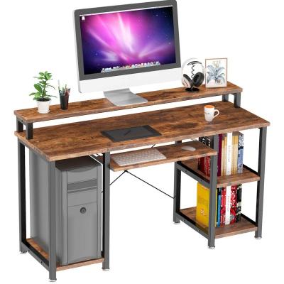 China Adjustable Cheap Portable White Modern Home Executive Ergonomic Wooden Computer Table Writing Study Study Desk (Height) With Shelves for sale