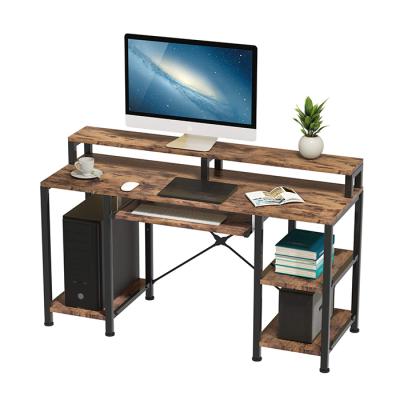 China Factory Sale Large Adjustable Custom Corner Workstation (Height) Manager Computer Table Ergonomic Writing Desks With Shelf for sale