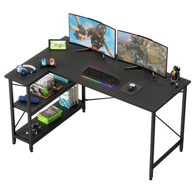 China (Height)Adjustable Corner Computer Desk Writing Study L Shaped Desk With Storage Shelves for sale