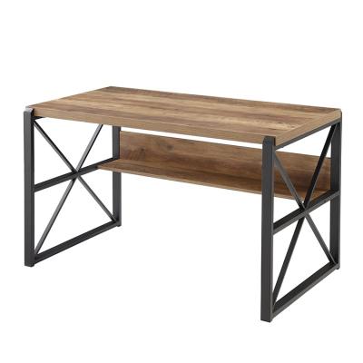 China (Size) Adjustable Rustic Study Writing Table Desk with Shelves for sale